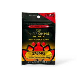 Pure Ohms Black 7-Hydroxy Chewable Tablets Razzberry Punch 175mg
